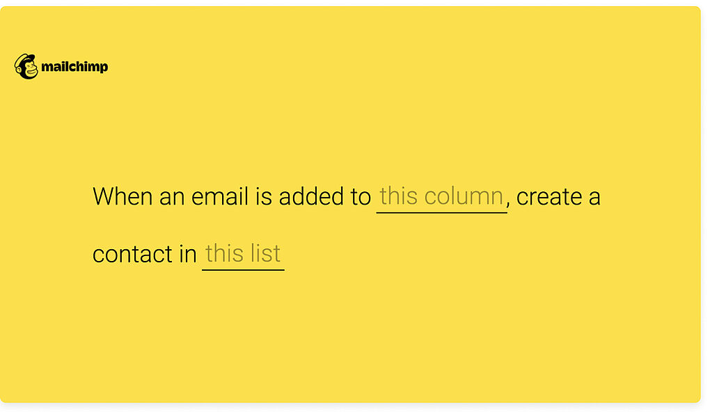 Wenn-Dann Beispiel einer mailchimp Integration
