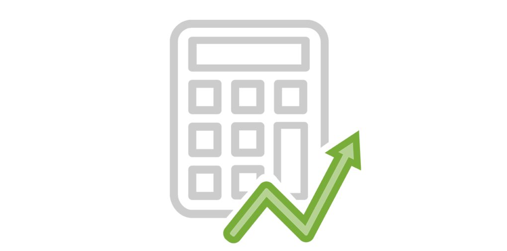 Icon: Taschenrechner mit Graph nach oben steht für Digitalisierung