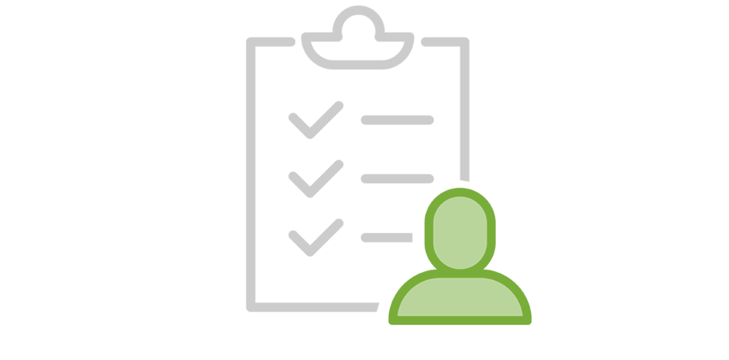 [Translate to English:] Icon mit Checkliste und Mensch aus Personalabteilung