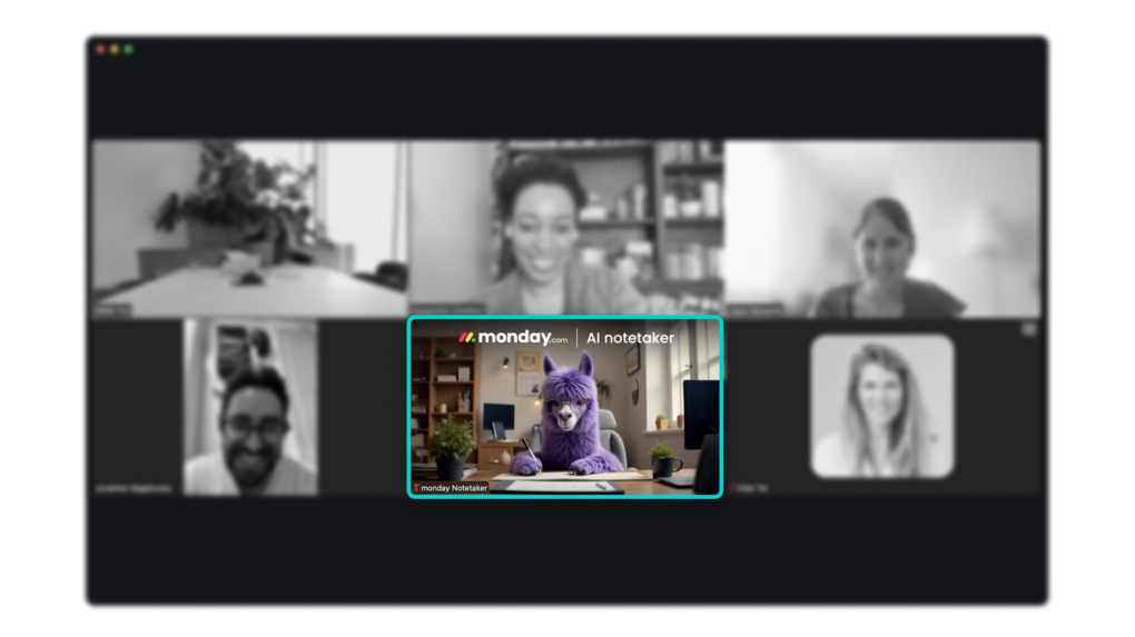 Voreingestellt erscheint das bekannte lila Lama als Besprechungsteilnehmer unter den weiteren Teilnehmenden.