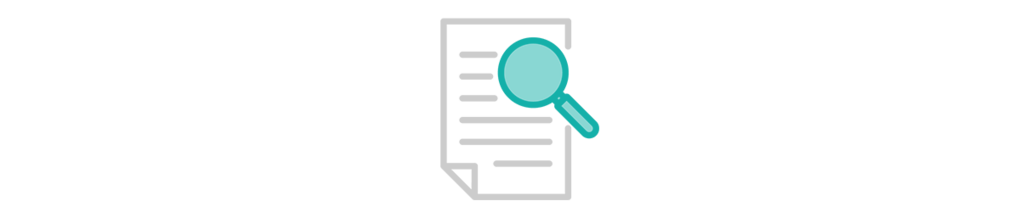 KI: Explorative Datendienste Icon blaue Lupe auf weißem Papier