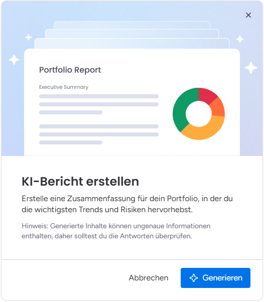 KI-Berichte lassen sich monday.com automatisch mit nur einem Klick erstellen.