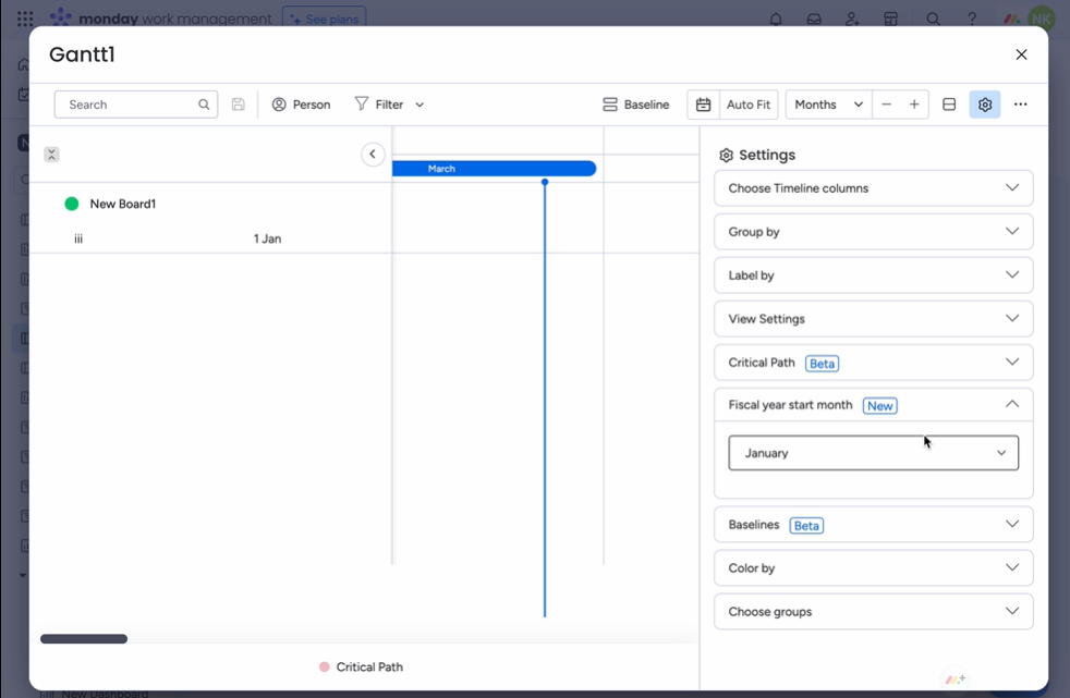 monday.com Gantt-Diagramme