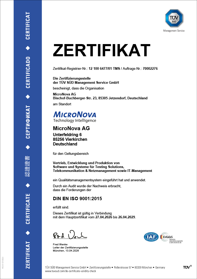 [Translate to English:] ISO 9001 Zertifizierung MicroNova AG