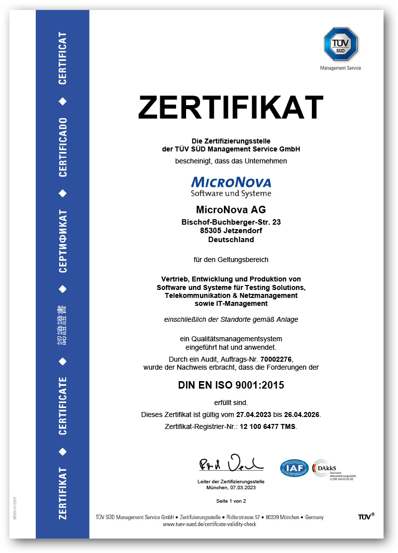 Joint certificate ISO 9001:2015 Gemeinschaftszertifikat